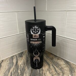 HydraPeak Black Wiccan Voyager 40 oz Steel Tumbler Handle Straw celestial NEW
